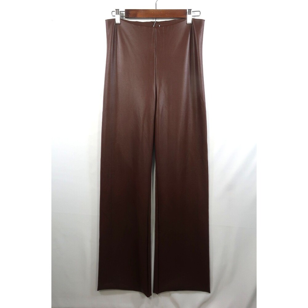 New Skims Brown Faux Leather Wide Leg Leather Pants Size XL Pull On *Imperfect - Picture 1 of 15